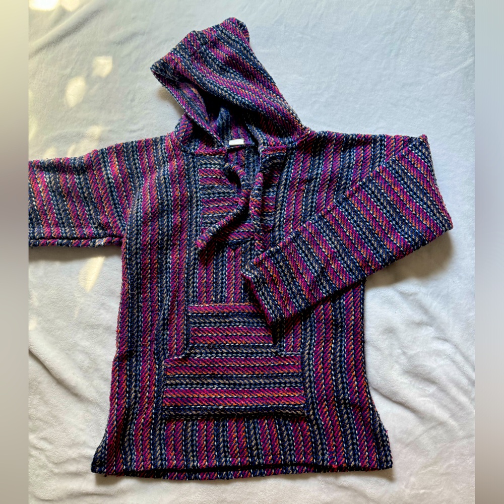 blue and pink baja jacket